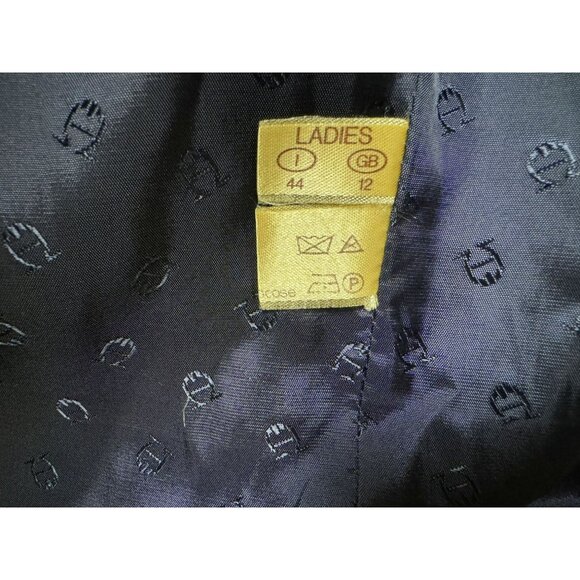 Etienne Aigner 100% Wool Dark Ink Double Breasted Blazer Jacket Fully Lined M-L - Picture 6 of 7